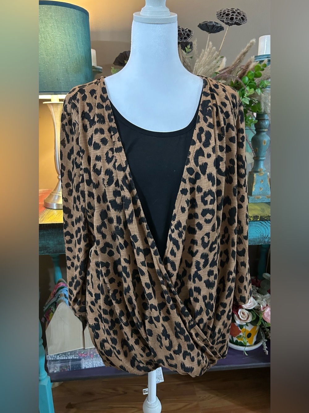 French Laundry Brown and Black Tunic Top- XL
